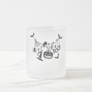 Boo Trick or Treat Halloween Bats, Pumpkins Frosted Glass Coffee Mug