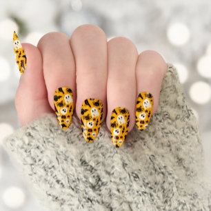 Boo Trick or Treat Halloween minx nail art