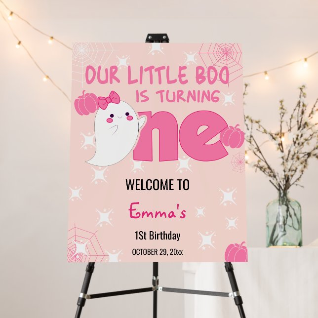 Boo Turning One Halloween 1st Birthday Welcome Foam Board (In Situ (Stand))
