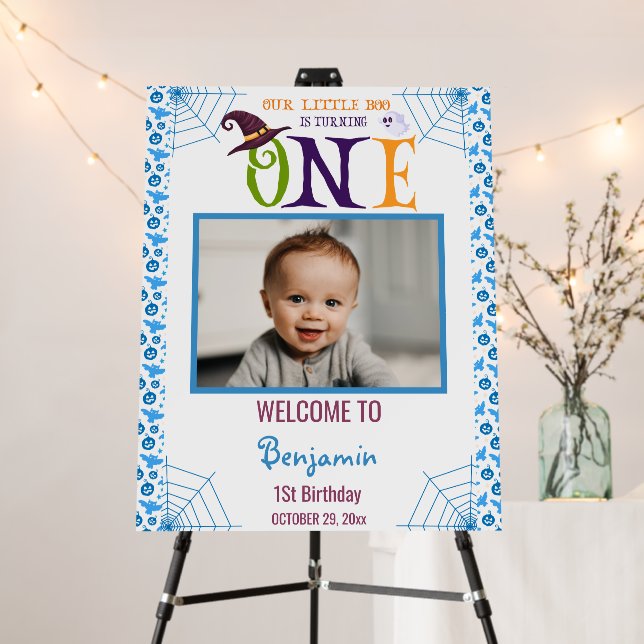 Boo Turning One Halloween 1st Birthday Welcome Foam Board (In Situ (Stand))
