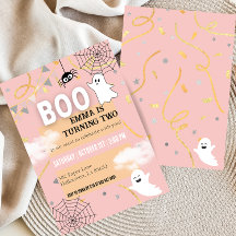 Boo Turning Two Birthday Party Invitation