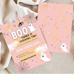 Boo Turning Two Birthday Party Invitation