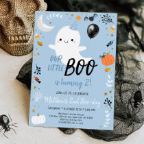 Boo Turning Two Blue Ghost Halloween Birthday Invitation