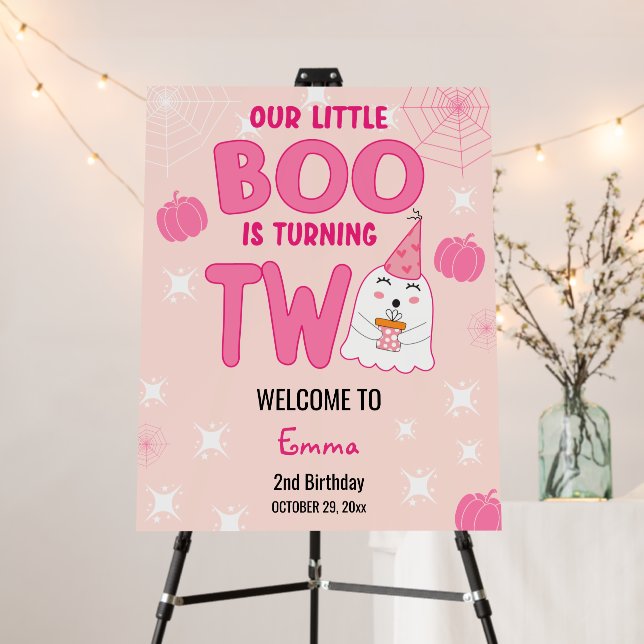 Boo Turning Two Halloween 2nd Birthday Welcome Foam Board (In Situ (Stand))