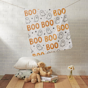 BOO Typography Playful White Ghosts Halloween Baby Blanket