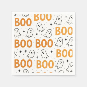 BOO Typography Playful White Ghosts Halloween Napkins