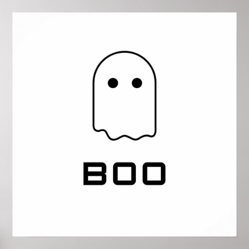 BOO _ Video Game Style Minimalist Halloween Ghost Poster