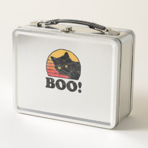 Boo! Vintage Eighties Style Cat Retro Distressed H Metal Lunch Box