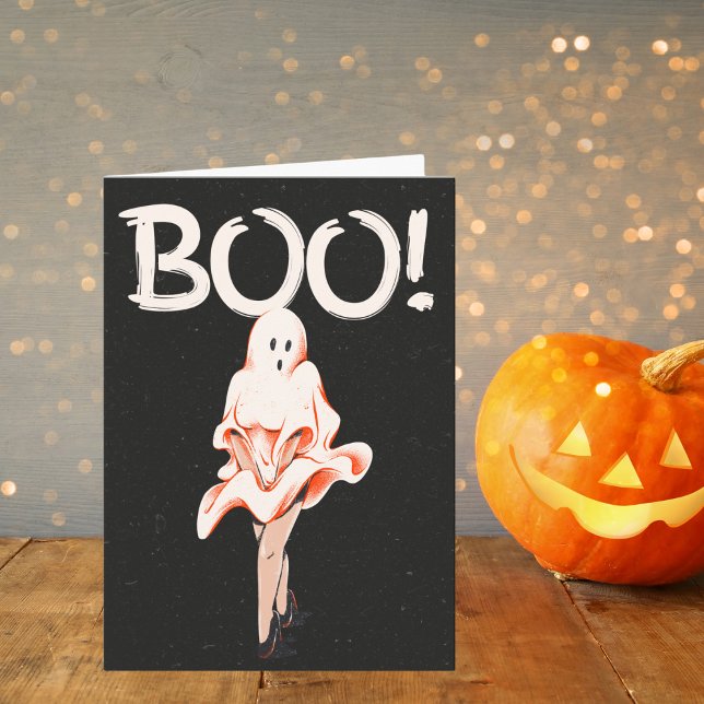 Boo! Vintage Ghost Costume Halloween Card (Creator Uploaded)
