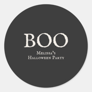 Boo Vintage Halloween Party Black Classic Round Sticker