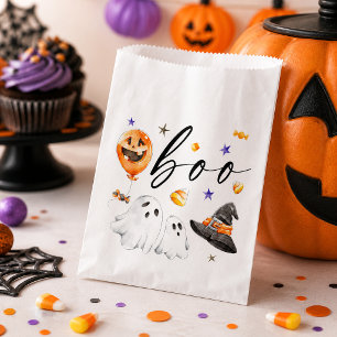Boo Watercolor Ghosts and Witch Hat Halloween Favor Bag