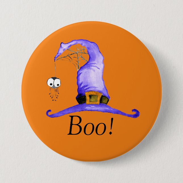 Boo! Whimsical Witches' Hat  Button (Front)