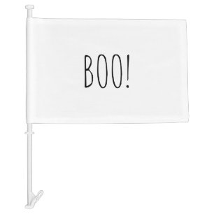 Boo white black spooky minimalist Halloween Car Flag