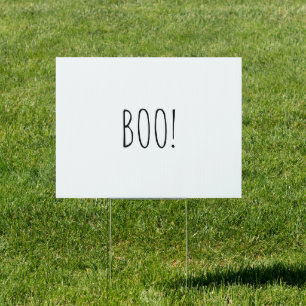 Boo white black spooky minimalist Halloween Sign