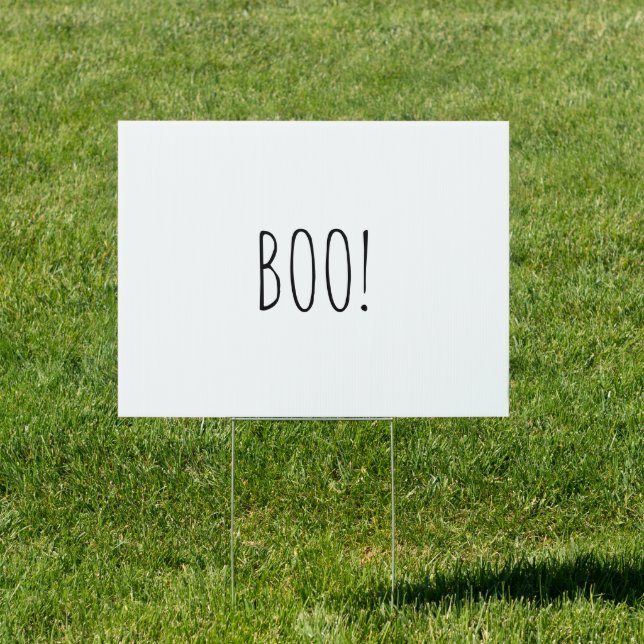 Boo white black spooky minimalist Halloween Sign (Insitu)