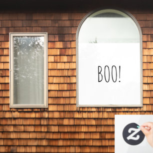 Boo white black spooky typography funny Halloween Window Cling