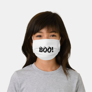 Boo! white funny eyeballs typography Halloween Kids' Cloth Face Mask