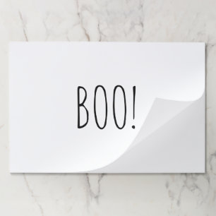 Boo white minimalist simple Halloween placemats