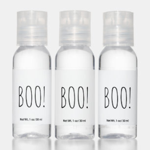 Boo white simple typography funny cute Halloween Hand Sanitizer