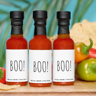 Boo white simple typography funny cute Halloween Hot Sauces