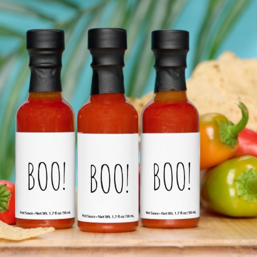 Boo white simple typography funny cute Halloween Hot Sauces