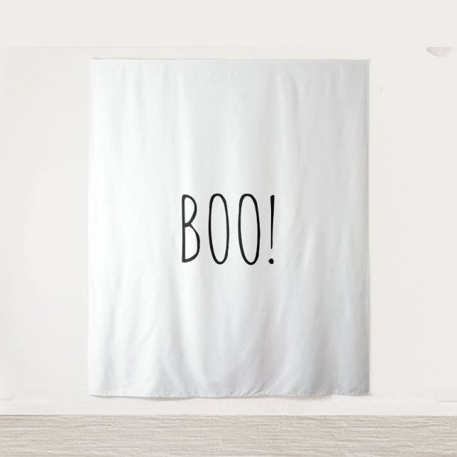 Boo white spooky minimalist Halloween backdrop (Front)