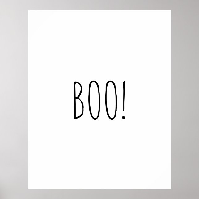 Boo white spooky typography minimalist Halloween Poster (Front)
