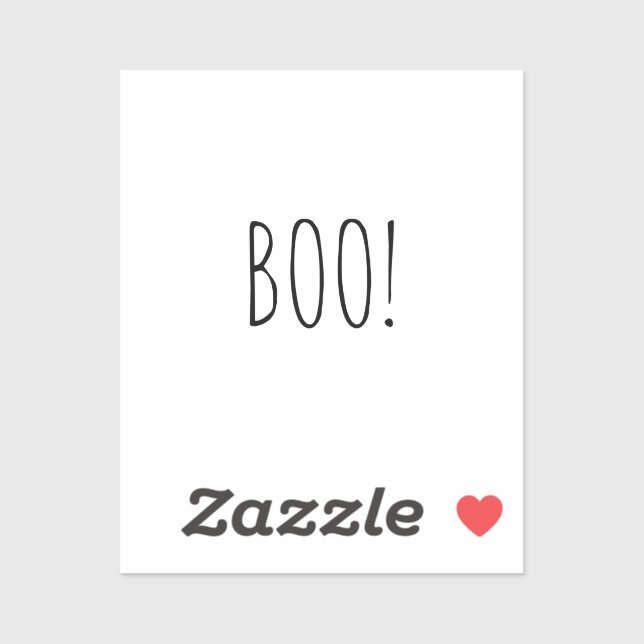 Boo white spooky typography minimalist Halloween Sticker (Sheet)