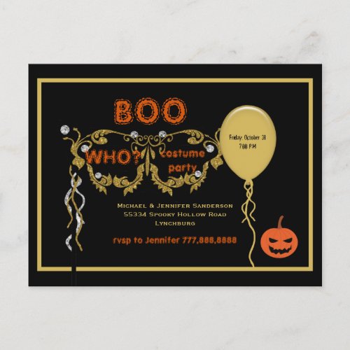 Boo Who Halloween Party Costume  Invitation Postcard