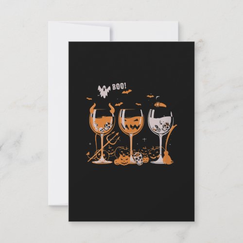 Boo Wine Glass Pumpkin Skull Witch Demon Halloween Thank You Card