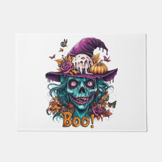 Boo!" Witch Hat Halloween Doormat (Front)