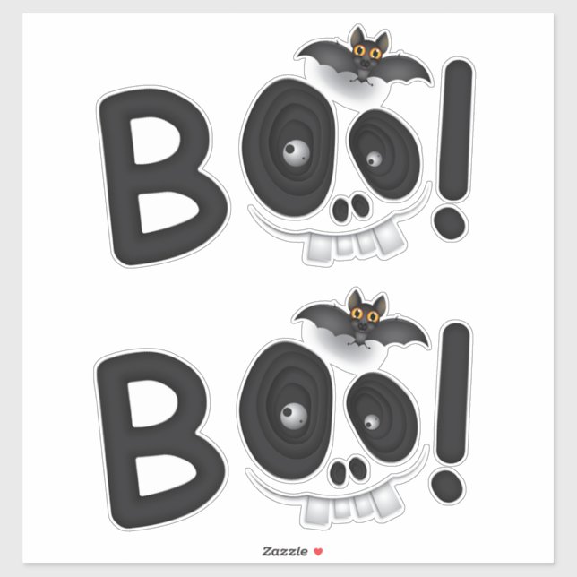 BOO with a Bite – Bat & Skull Halloween Lettering Sticker (Sheet)