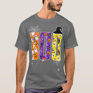 Boo With Spiders And Witch Hat Funny Halloween Fav T-Shirt