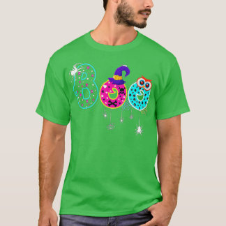 Boo With Spiders And Witch Hat Halloween Party Cos T-Shirt