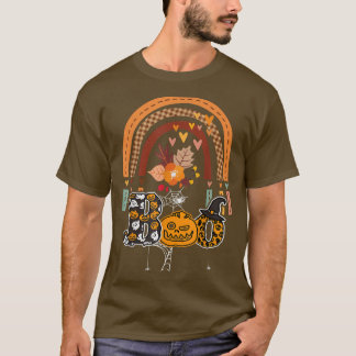 Boo With Spiders And Witch Hat Halloween Rainbow 2 T-Shirt