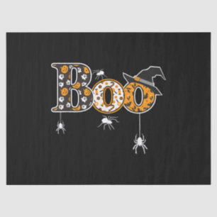 Boo With Spiders And Witch Hat Halloween Tissue Paper