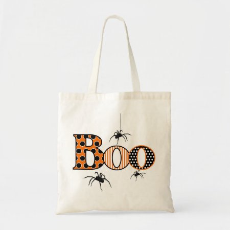Boo With Spiders Halloween Tote Bag