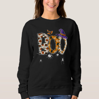 Boo With Spiders Witch Hat Halloween Costume Party Sweatshirt