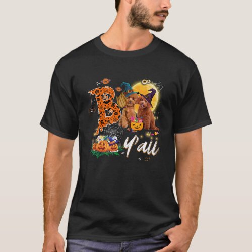 Boo Y all Cute Poodle Dog Loves Moon Hat Witch Hal T_Shirt