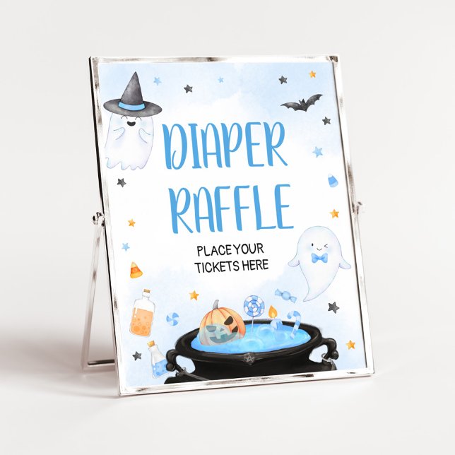 Boo-y Halloween Baby Shower Diaper Raffle Poster (Blue Oh Sheet Baby Shower Diaper Raffle Sign)