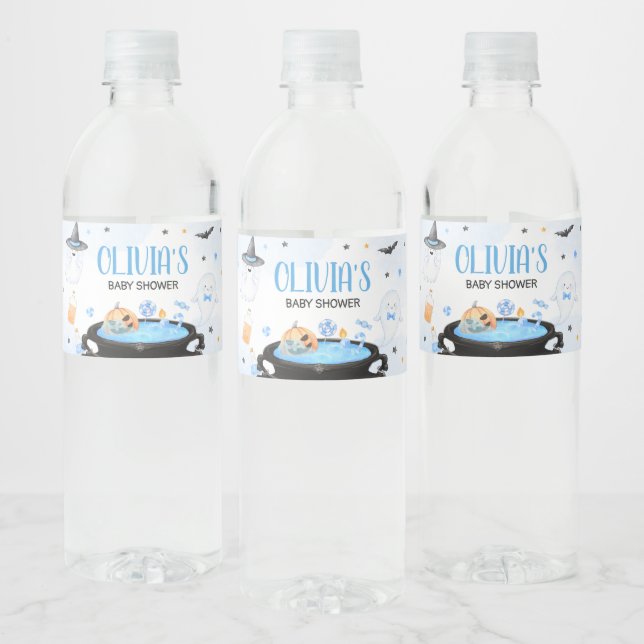 Boo-y Halloween Baby Shower Water Bottle Label (Bottles)