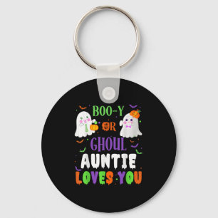 Boo-y Or Ghoul Auntie Loves You Boo Halloween Baby Keychain