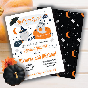 Boo Y or Ghoul Halloween Gender Reveal Baby Shower Invitation