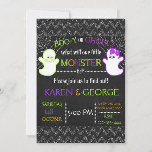 Boo-y or Ghoul Halloween Gender Reveal Invite