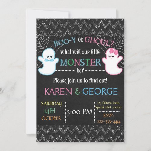 Boo_y or Ghoul Halloween Gender Reveal Invite