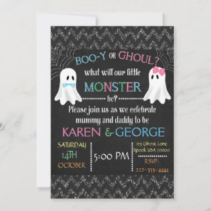 Boo-y or Ghoul Halloween Gender Reveal Invite