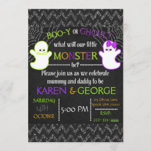 Boo-y or Ghoul Halloween Gender Reveal Invite