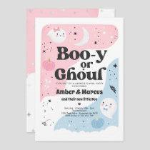 Boo-y or Ghoul Halloween Ghost Gender Reveal Party Invitation