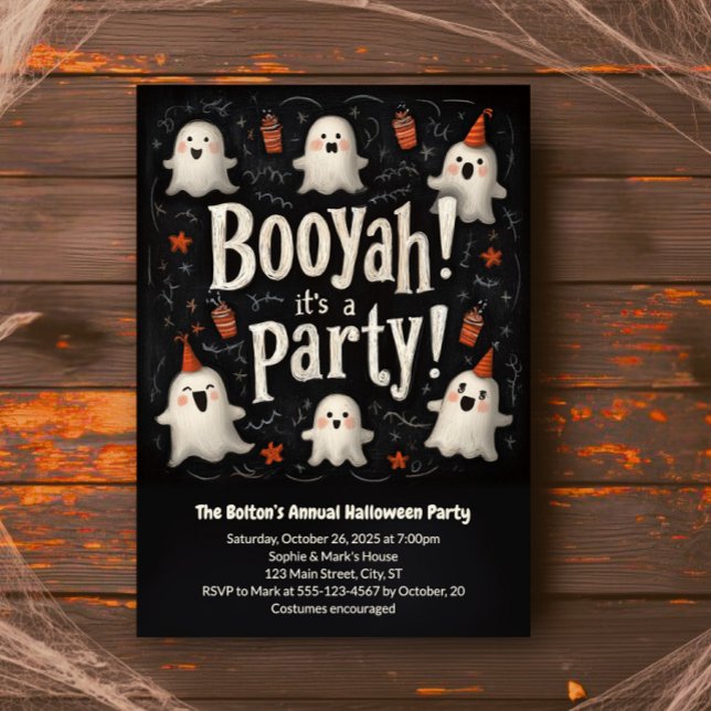 Boo Ya Halloween Cute Ghosts Booyah Costume Party  Invitation (Creator Uploaded)