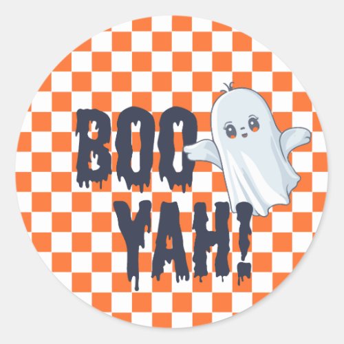 Boo_yah ghost classic round sticker